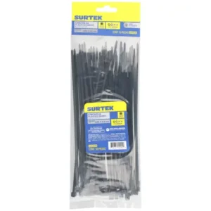 Cinchos plásticos 368 x 4.6 mm, tensión 22 Kg de 25 piezas, color negro