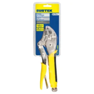 Pinza de presión con mango bimaterial punta curva de 10"