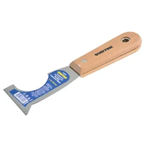 Espátula rígida de acero de alto carbón con raspador con mango de madera 2-1/2", 5 en 1