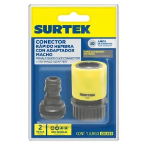 Juego de conectores para manguera de riego con sistema clic y adaptador 3/4" GHT,2 piezas