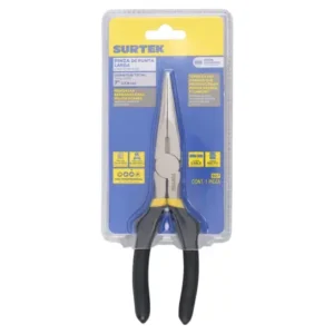 Pinza para electricista con mango rubber grip punta larga corte lateral de 7"