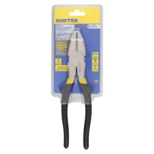 Pinza para electricista con mango rubber grip nariz cuadrada corte lateral de 8"