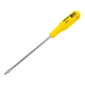 Destornillador con mango amarillo, punta plana barra redonda 1/4" x 6"