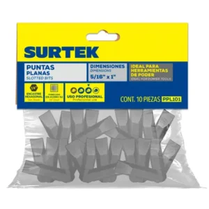Punta plana de poder para destornillador hexágono de 1/4", 5/16" x 1" 10 piezas