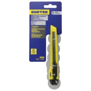 Cutter con cuerpo de plástico de 9 mm, botón de traba