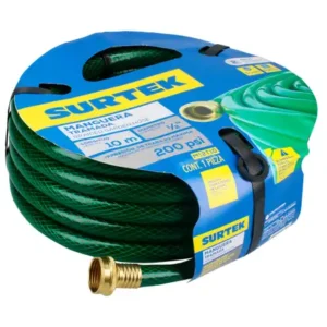 Manguera para jardín tramada verde con conector metálico 1/2", 10 m