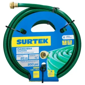 Manguera para jardín tramada con conector metálico 1/2", 20 m