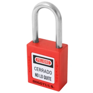 CANDADO BLOQUEO ROJO ABS GANCHO ACERO